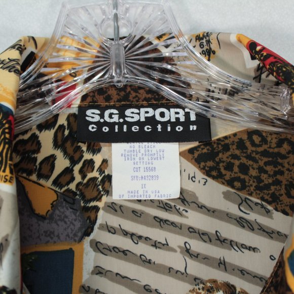 Vintage S. G. Sport Collection Top Women's 1X Busy All Over Print Blouse - Picture 4 of 15